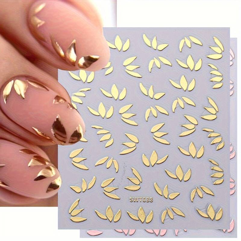 Nailart Sticker 2x Gold & Rosegold Blatt aufkleber