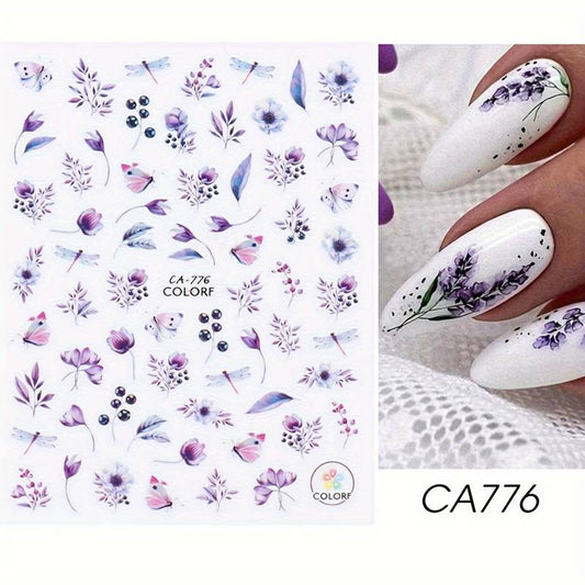 Nailart Sticker 1x Blume lila