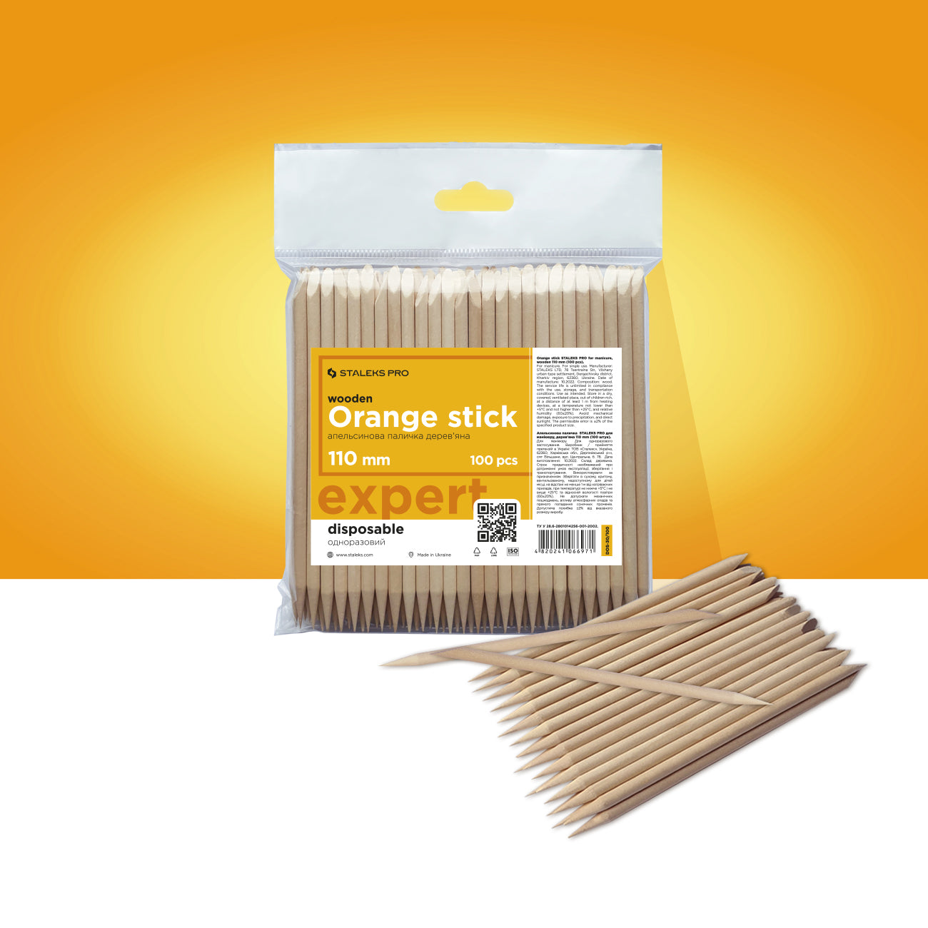 Orange Stick STALEKS PRO für Maniküre, Holz 110 mm (100 Stück)