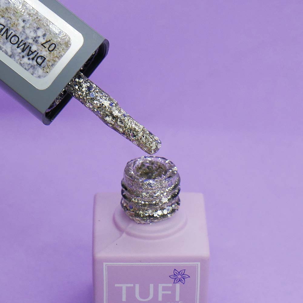 Gellack TUFI profi PREMIUM Diamond 07 Gold big glitter 8 ml (0103038)