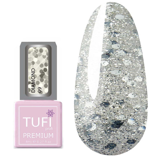 Gellack TUFI profi PREMIUM Diamond 09 Silberne Kugel 8 ml (0103040)