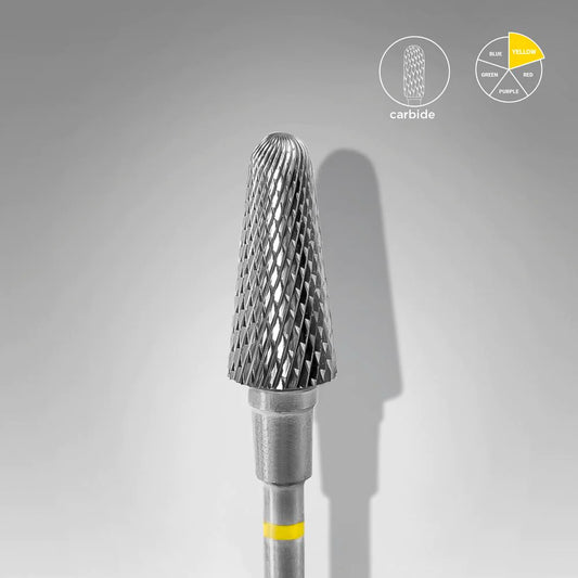 Staleks Hartmetall-Fräser, „Frustum“, Gelb, Kopfdurchmesser 6 mm / Arbeitsteil 14 mm