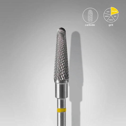 Staleks Hartmetall-Fräser, „Frustum“, Gelb, Kopfdurchmesser 4 mm / Arbeitsteil 13 mm