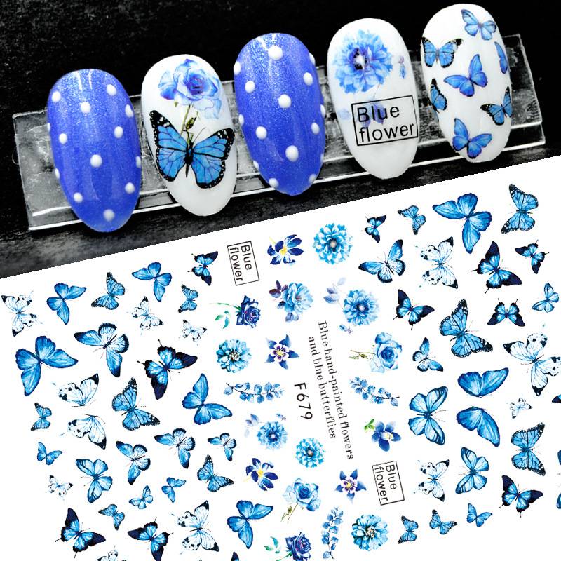 Nailart Sticker 1x Schmetterling blau