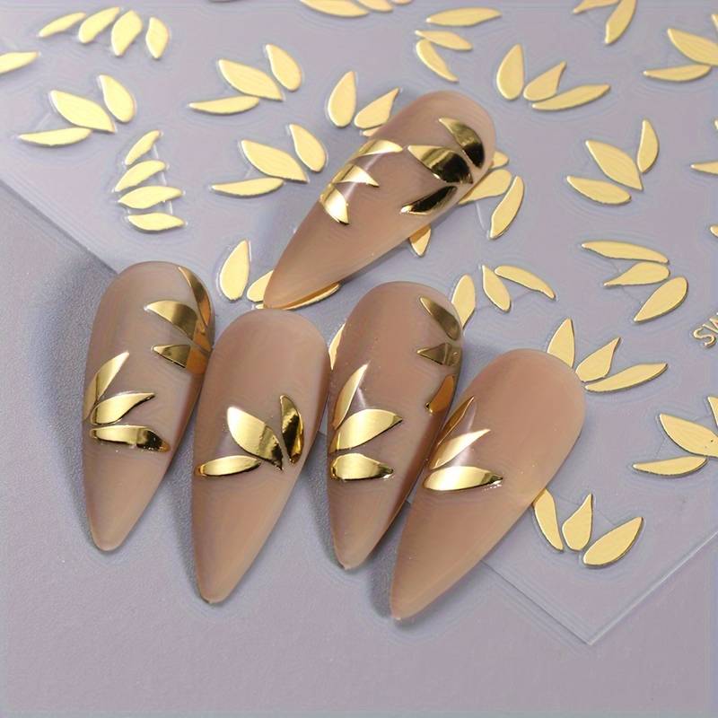 Nailart Sticker 2x Gold & Rosegold Blatt aufkleber