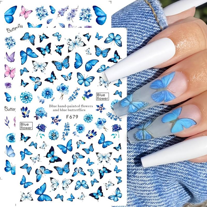 Nailart Sticker 1x Schmetterling blau