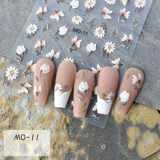 Nailart Sticker 1x Blume mit schimmer