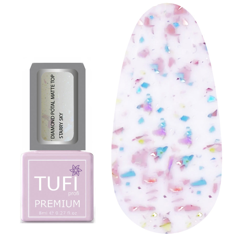 Top TUFI profi PREMIUM Diamond Potal Top Matte mit Soft-Foil und Schimmer Sternenhimmel 8 ml (0125772)