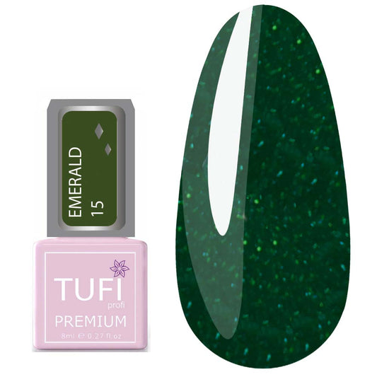 Gellack TUFI profi PREMIUM Emerald 15 malachit mit Glitzer 8 ml (0102534)