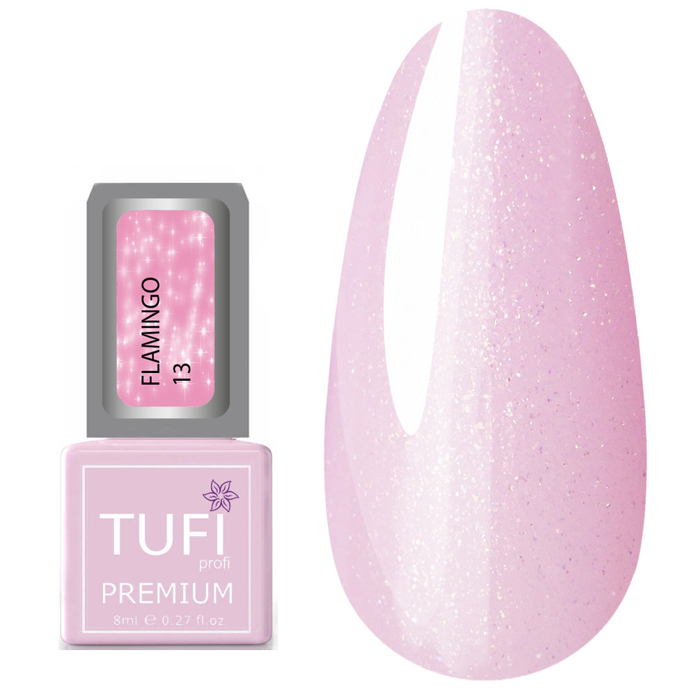 Gellack TUFI profi PREMIUM Flamingo 13 rosa Eis mit Schimmer 8 ml (0121304)